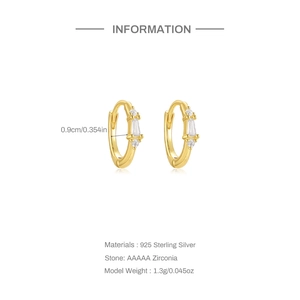 Detailed chart showing 925 sterling silver hoop earrings with AAAAA zircon specifications