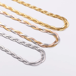 Handcrafted Woven Necklace And Bracelet For Women 316L Stainless Steel Flat Snake Bone Chain Tricolor Design Jewelry