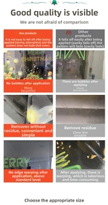 Quality comparison showing strong static cling and vibrant colors of Christmas window decals
