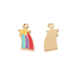 Rainbow star alloy charms for DIY bracelets and necklaces with gold metal base