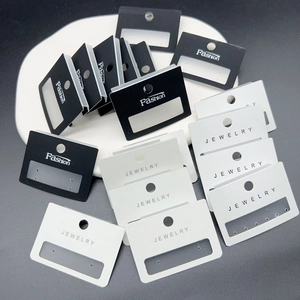 Black and white PVC jewelry display cards with Fashion Jewelry print and earring holes