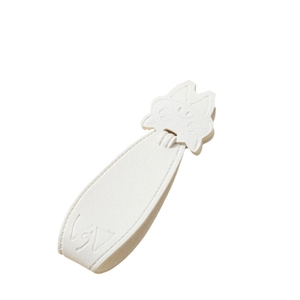 Minimalist white PU leather pig keychain charm with metal ring for car keys