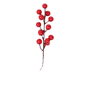 Artificial red berry stems with shiny foam berries for Christmas home floral decoration
