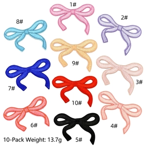 Set of 10 colorful embroidered bow patches for DIY hair clips and clothing decor