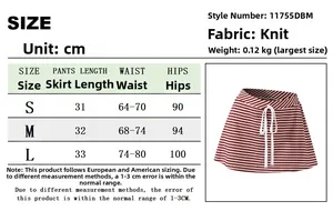 Tabella taglie dettagliata per minigonna in maglia a righe rosse e bianche sexy