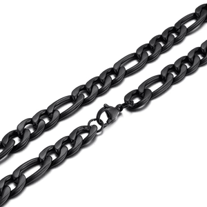 Collana professionale a catena Figaro in acciaio al titanio nero opaco per gioielli hip hop