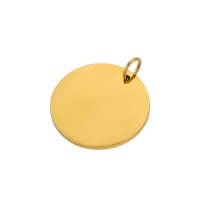 Ciondolo tondo minimalista in acciaio inossidabile placcato oro 18K con anellino