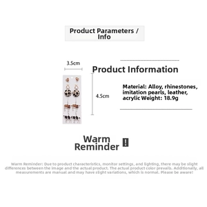 Detail view of 10-piece earring set showing leopard and cow prints with size dimensions