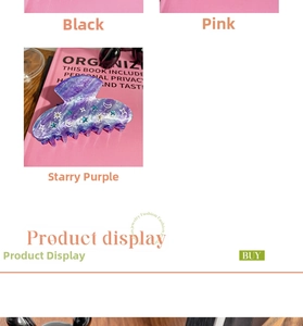 Detailed view of purple star and moon hair claw clip with celestial sequin decorations