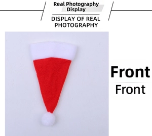 Mini red and white non-woven Christmas hat for cutlery bags and wine bottle decorations