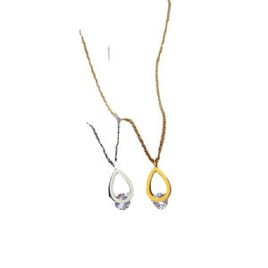 Collana minimalista in acciaio al titanio con pendente a goccia in zircone oro e argento