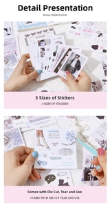Detail of ballet style ribbon stickers for DIY journaling with pre-cut shapes