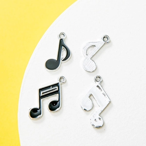 DIY musical note pendants in black enamel and silver finish for jewelry making