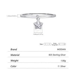 Eleganter S925 Sterlingsilber Sternanhänger Ring mit Zirkonia für Damen im Alltag