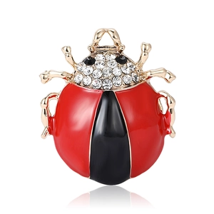 Alloy Ladybug Enamel Brooch Rhinestone Fashion Creative Insect Lapel Pin Suit Coat Women Men Animal Jewelry Accessory