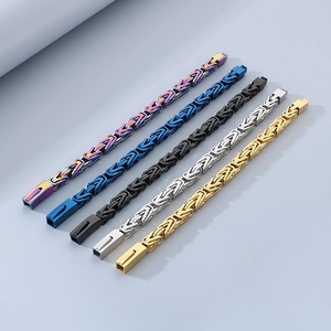 Byzantine stainless steel chain bracelets for men in silver gold blue and black colors