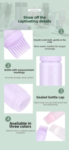 Detail view of 170ml hair dye bottle with a 9-hole comb applicator and precise scales
