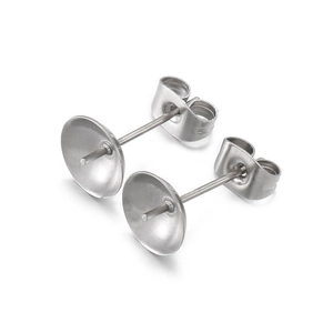 Ohrstecker aus silbernem Edelstahl mit Schalen und Schmetterlingsverschlüssen für Schmuck