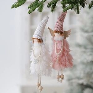 Christmas Angel Snowman Ornaments Plush Fabric Hanging Pendants For Christmas Tree Decorations Cute Nordic Style Doll Decor