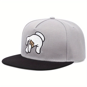 Snapback Cap Baumwolle Acryl Mischung Bestickt Flacher Schirm Streetwear Hip Hop Mütze Verstellbar Sonnenschutz Herren Damen