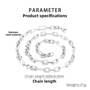Macro view of 5.5mm stainless steel link chain with 500mm length specifications