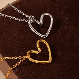 Elegant 925 sterling silver hollow heart pendant necklaces in gold and silver finishes