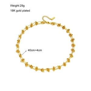 18K gold plated stainless steel chunky knot chain necklace for punk streetwear style