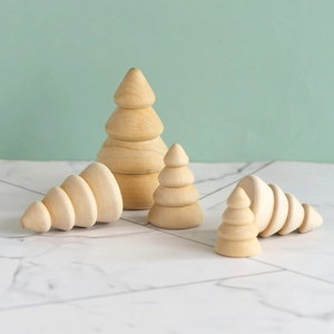 Unfinished wooden Christmas tree DIY crafts for tabletop decoration in various sizes