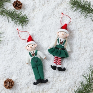 Christmas elf suspender pants dolls hanging ornaments for Christmas tree decoration