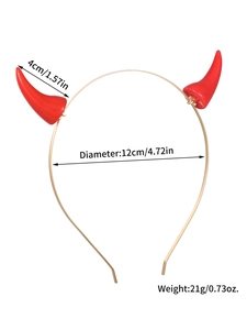 Détail montrant les dimensions du serre-tête cornes de diable rouge et cadre léger