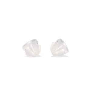 Set of clear bullet-shaped silicone earring backs and transparent earring safety stoppers