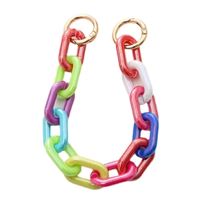 Colorful acrylic leopard print chain with gold buckles for phone cases and bags