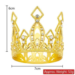 Detail of a golden alloy tiara with rhinestones measuring 6cm high and 7cm wide