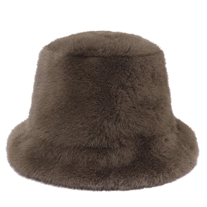 Chapeau bob en fausse fourrure marron foncé pour femme, chaud et doux pour l'hiver