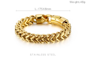 Détail du bracelet gourmette doré en acier inoxydable 316L avec fermoir mousqueton