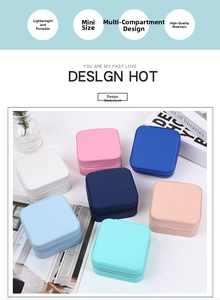 Détail d'une boîte à bijoux en cuir PU portable avec compartiments et fermeture éclair