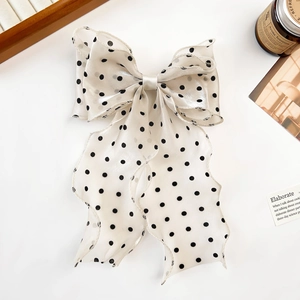 Large Bow Hair Clip Long Streamer Organza Satin Ribbon Elegant Sweet Korean Style Hair Accessory For Women Girls