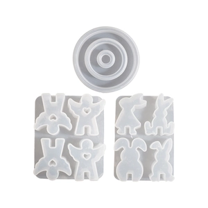 Set de moldes de silicona DIY para conejos, ángeles y círculos en resina o yeso