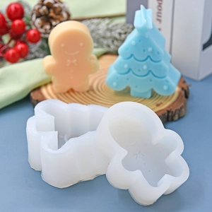 Silicone molds for Christmas tree and gingerbread man cakes, DIY baking tools set