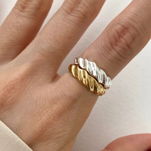 925 Sterling Silver Ring Natural Curved Twisted Croissant Design Minimalist Elegant Finger Jewelry For Women