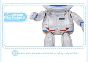 Detail of astronaut balloon made of aluminum film showing control panel textures