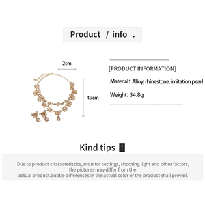 Detailed size specifications for butterfly necklace and earrings set with pearls