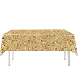 Detail der rechteckigen Tischdecke mit realistischem goldenem Strohmuster-Design
