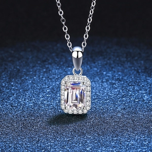 Luxury Moissanite Pendant Necklace 925 Sterling Silver Emerald Radiant Cut D Color Moissanite Necklace For Women Jewelry Gift