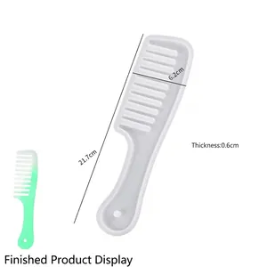 Detail view of silicone comb mold for DIY resin art with size dimensions of 21.7x6.2x0.6cm