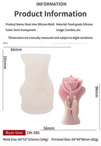 Macro detail of rose couple silicone mold for DIY candles with God of Love relief