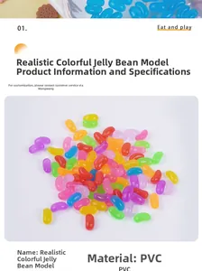 Macro shot of assorted colorful PVC jelly bean models for dollhouse DIY decoration