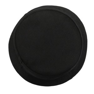 Classic black cotton daisy bucket hat featuring a flat top and wide brim for sun protection