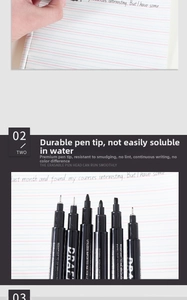 Macro comparison of various waterproof drawing pen tips for professional sketching