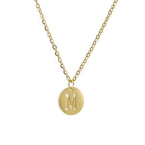 18K gold plated titanium steel necklace with a hollow letter M pendant for women